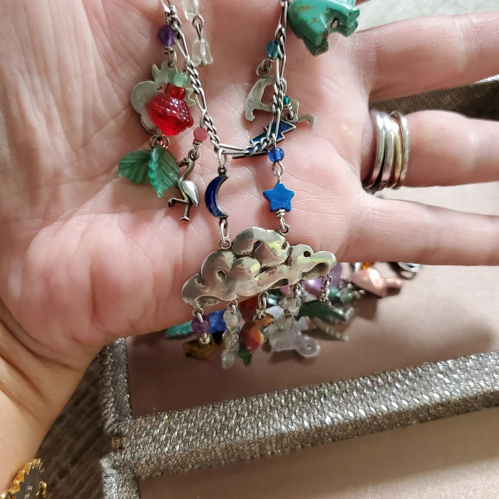 Vintage Lucy Issacs Sterling Rainforest Necklace - Picture 4 of 16